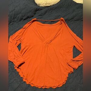 Free People Rust Long Sleeve Twist Top